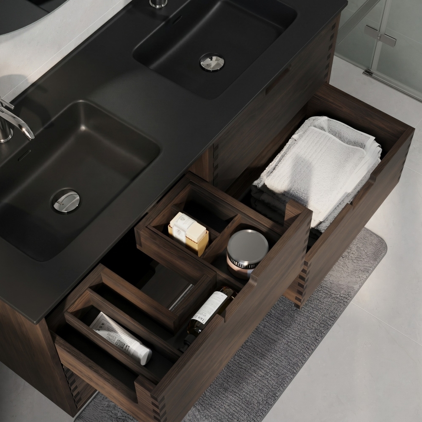 Meuble-lavabo GRIBSKOV 120 cm brun/chêne/noir