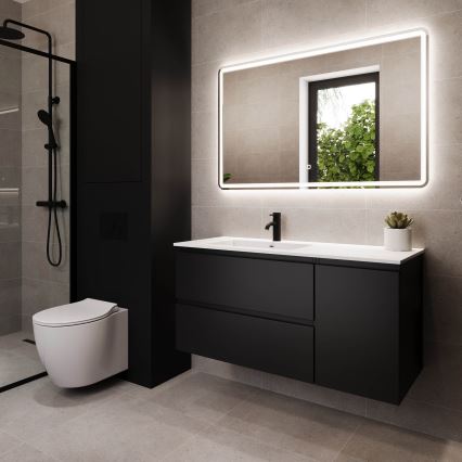 Meuble-lavabo HELSINKI 115 cm côté gauche/noir