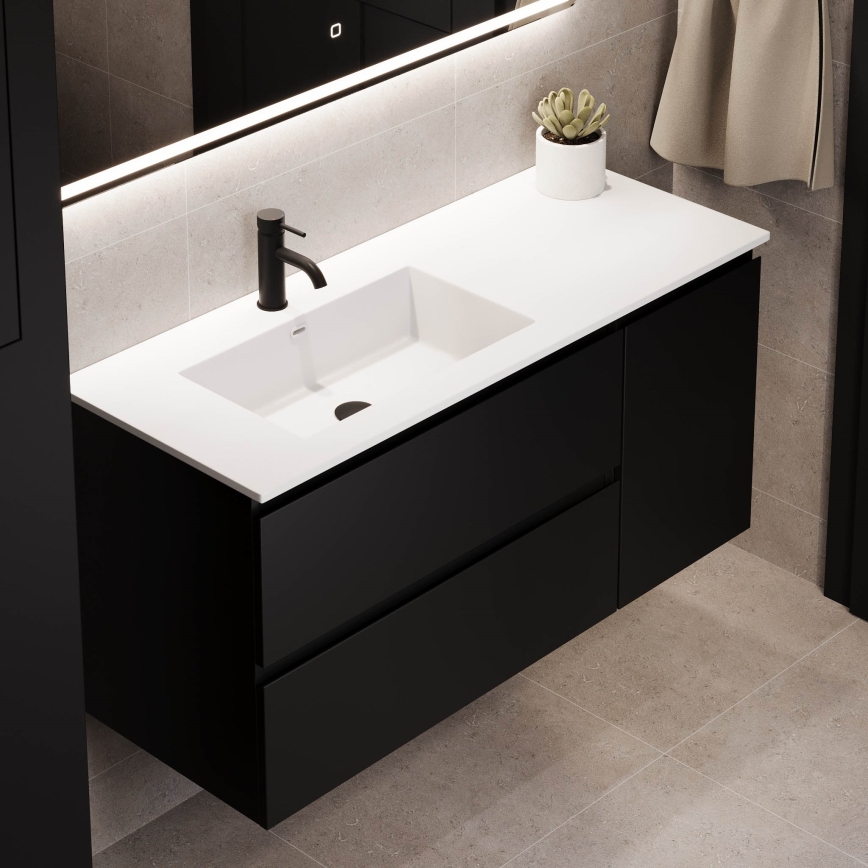 Meuble-lavabo HELSINKI 115 cm côté gauche/noir