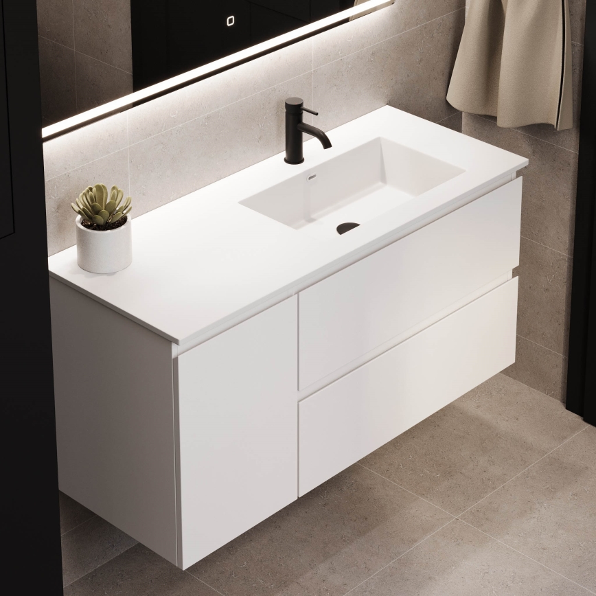 Meuble-lavabo HELSINKI 115 cm version droite/blanc
