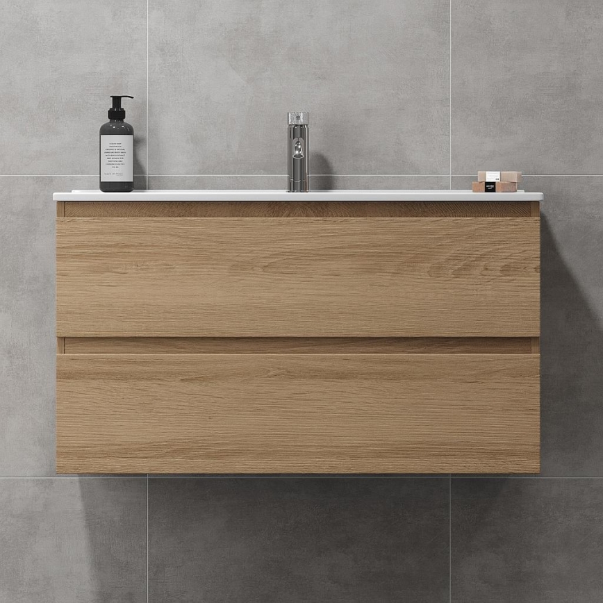 Meuble-lavabo HENRY 91 cm chêne