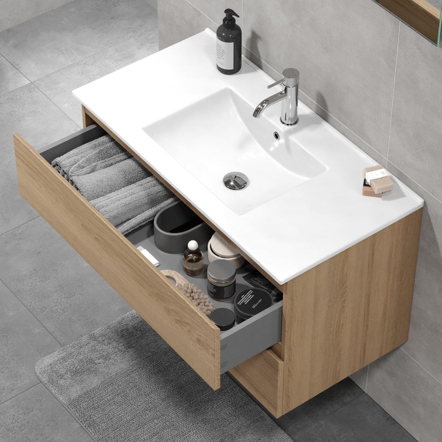 Meuble-lavabo HENRY 91 cm chêne