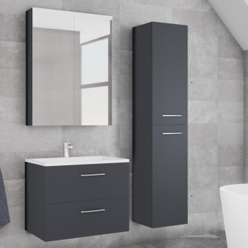 Meuble-lavabo KATE + armoire miroir + armoire murale anthracite