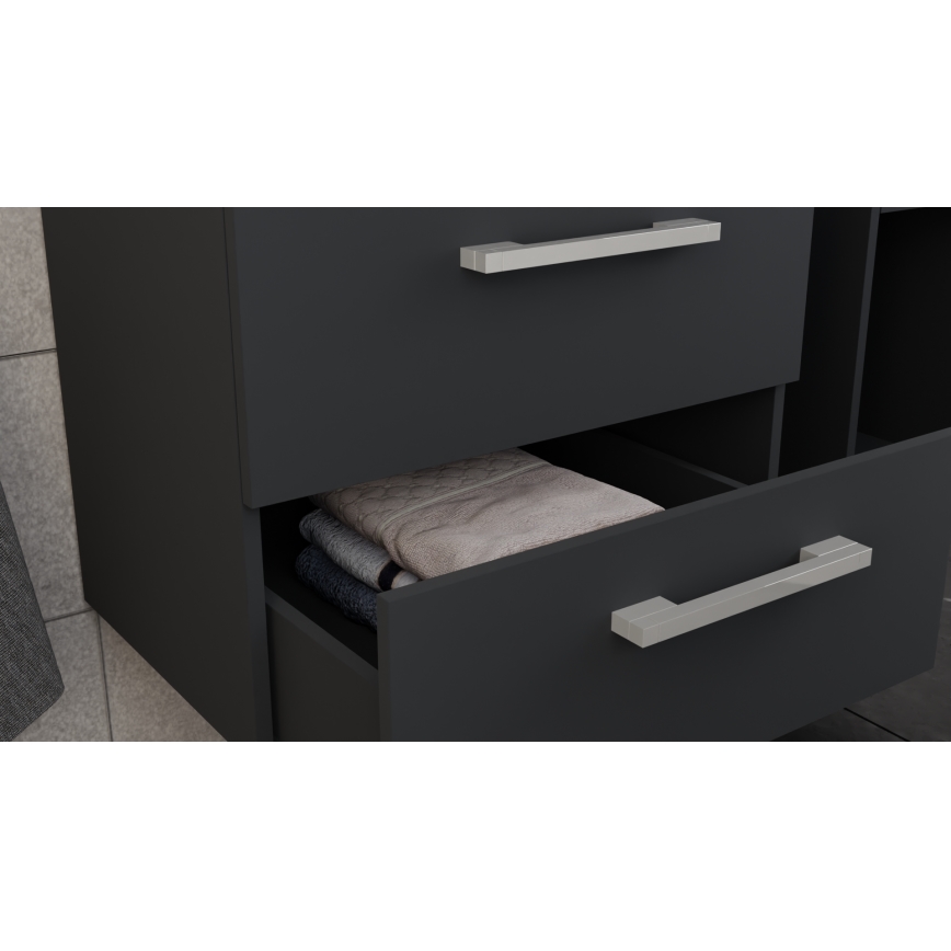 Meuble-lavabo KATE + armoire miroir + armoire murale anthracite