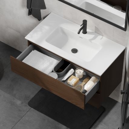 Meuble-lavabo KENWOOD 91 cm, noyer/blanc