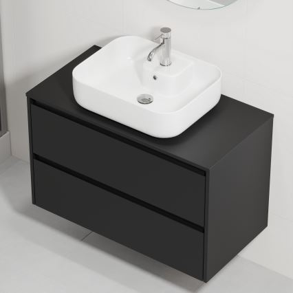 Meuble-lavabo pour salle de bains TRONDHEIM/KRISTIANSAND 90x57x46 cm noir/blanc