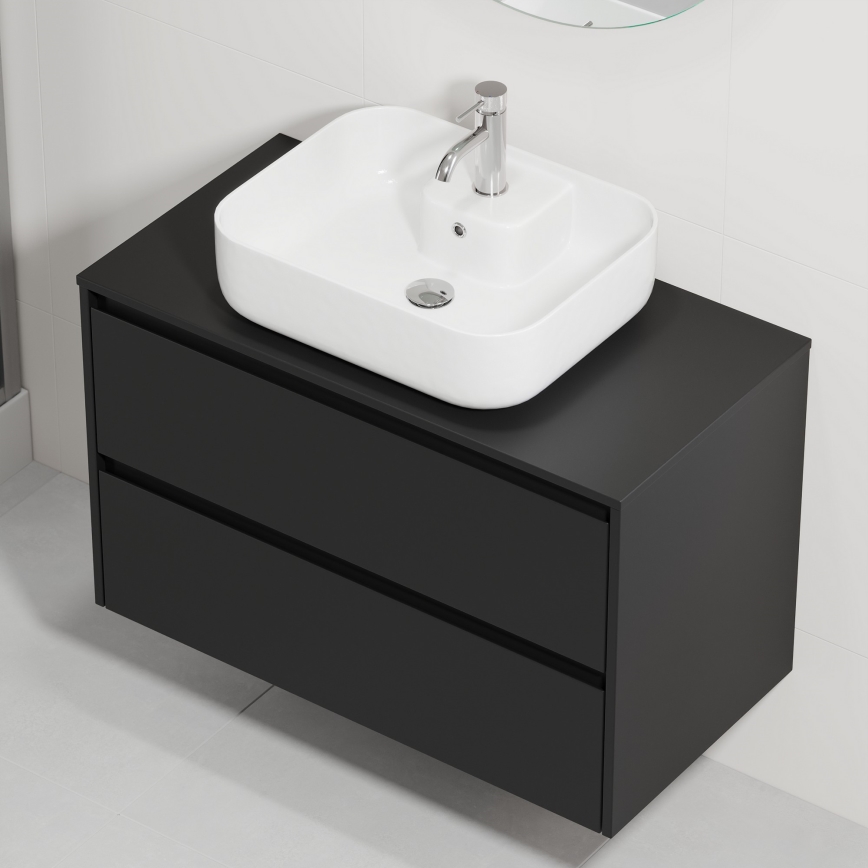 Meuble-lavabo pour salle de bains TRONDHEIM/KRISTIANSAND 90x57x46 cm noir/blanc