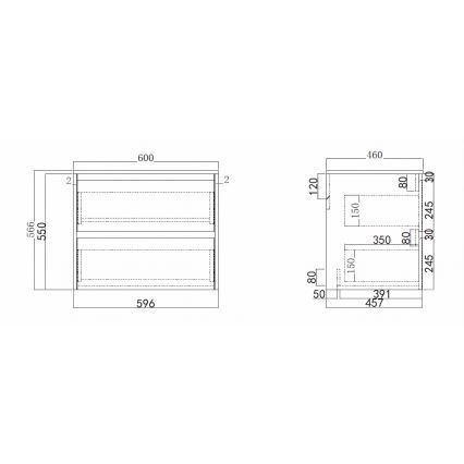 Meuble-lavabo TRONDHEIM/DRAMMEN 60x57x46 cm noir/blanc