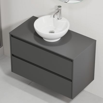 Meuble-lavabo TRONDHEIM/DRAMMEN 90x57x46 cm anthracite/blanc
