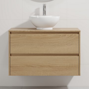 Meuble-lavabo TRONDHEIM/DRAMMEN 90x57x46 cm chêne/blanc