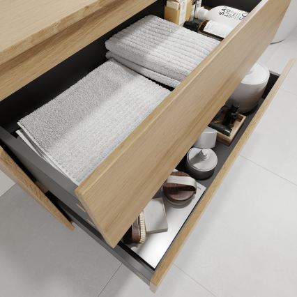 Meuble-lavabo TRONDHEIM/DRAMMEN 90x57x46 cm chêne/blanc