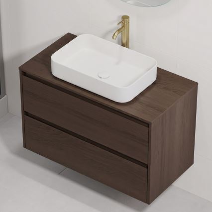 Meuble-lavabo TRONDHEIM/LJORDAL 90 x 57 x 46 cm noyer/blanc