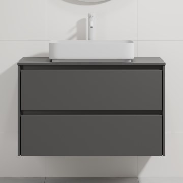 Meuble-lavabo TRONDHEIM/LJORDAL 90x57x46 cm anthracite/blanc