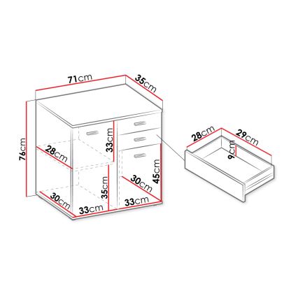 Meuble MIKE 76x71 cm blanc