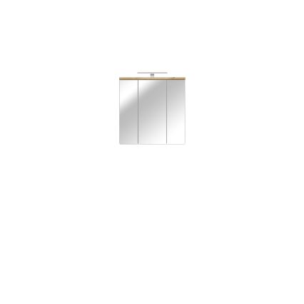Meuble mural de salle de bains avec miroir VENOM blanc/chêne artisan