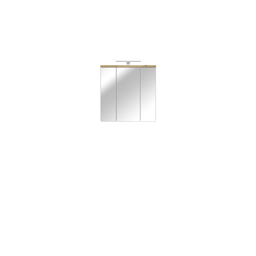 Meuble mural de salle de bains avec miroir VENOM blanc/chêne artisan