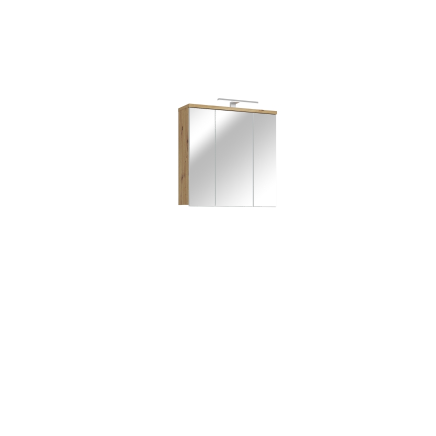 Meuble mural de salle de bains avec miroir VENOM blanc/chêne artisan
