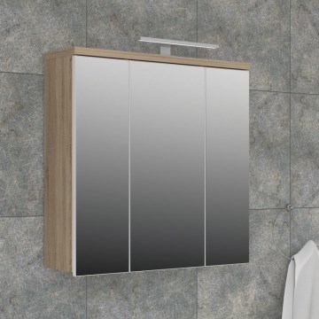Meuble mural de salle de bains avec miroir VENOM, blanc/chêne Sonoma