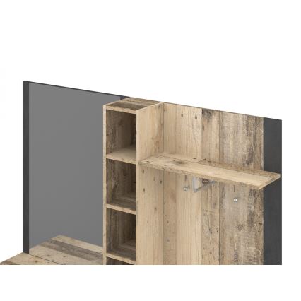 Meuble mural d'entrée KEVIN avec miroir, brun/noir