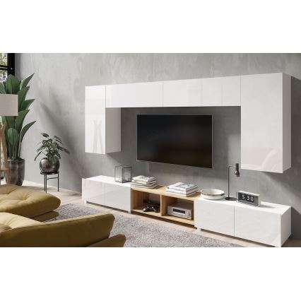 Meuble mural PAVO 117x45 cm blanc brillant