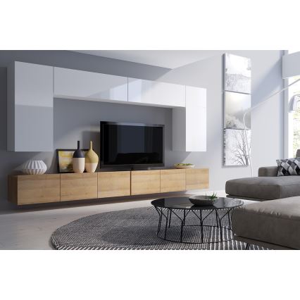 Meuble mural PAVO 117x45 cm blanc brillant