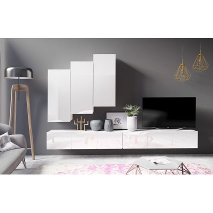 Meuble mural PAVO 117x45 cm blanc brillant