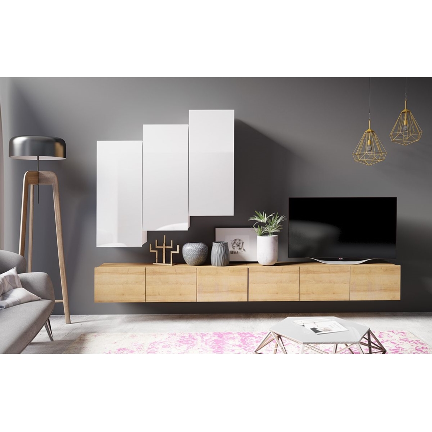 Meuble mural PAVO 117x45 cm blanc brillant