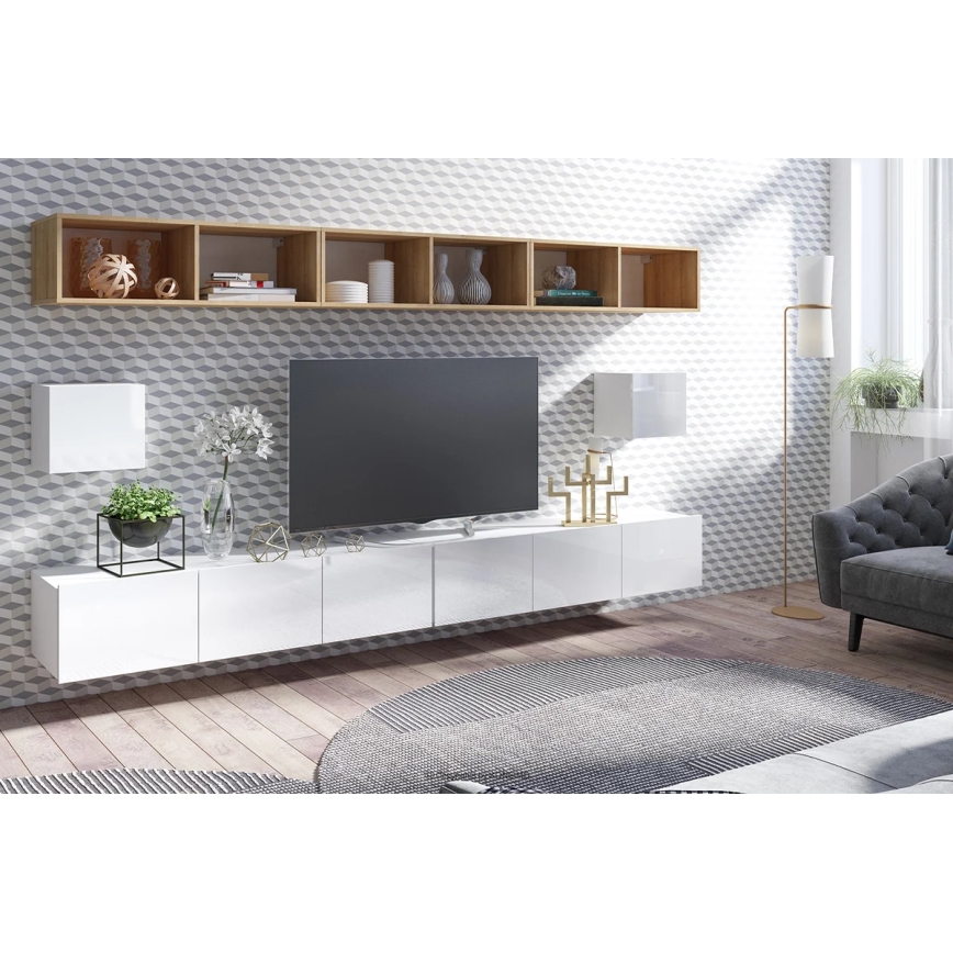 Meuble mural PAVO 34x34 cm blanc brillant