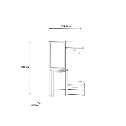 Meuble mural pour entrée avec miroir HIRO blanc/gris