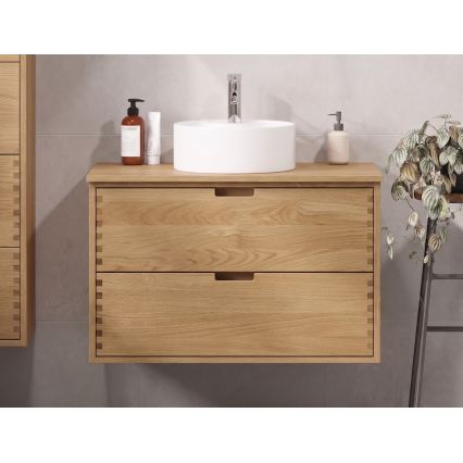 Meuble sous-lavabo GRIBSKOV 100 cm beige/chêne