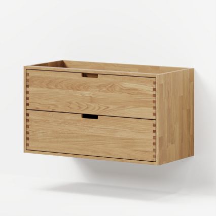 Meuble sous-lavabo GRIBSKOV 100 cm beige/chêne