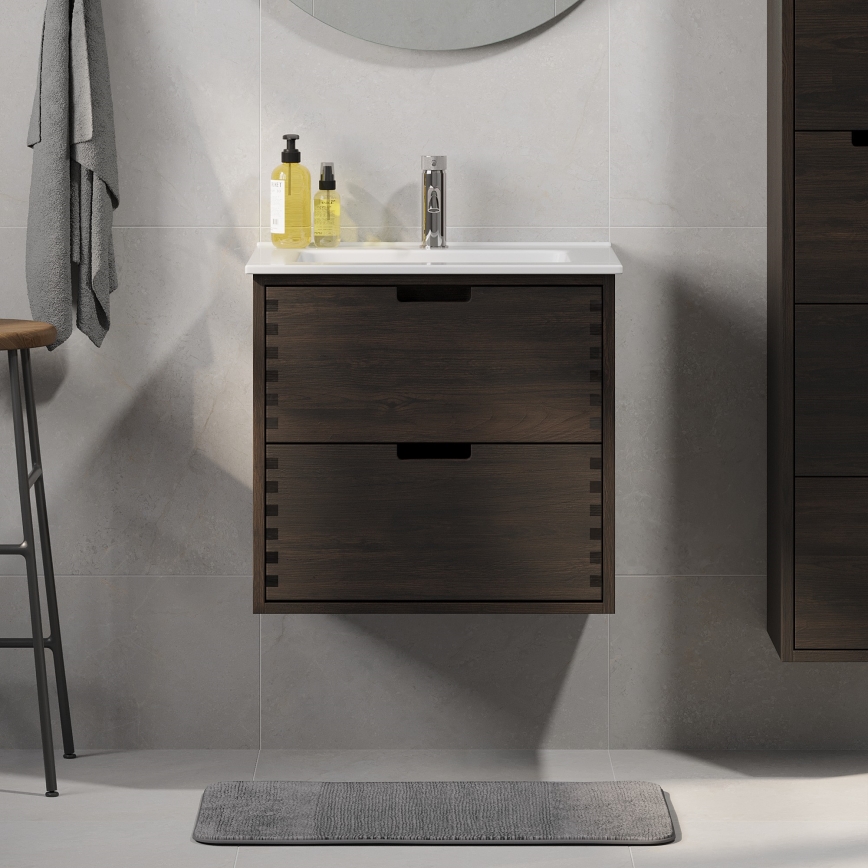 Meuble sous-lavabo GRIBSKOV 60 cm brun/chêne