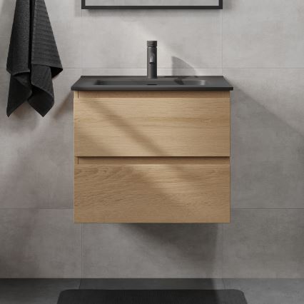 Meuble sous-vasque CONOR 61 cm chêne/noir