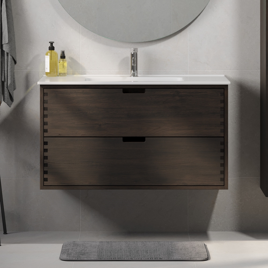 Meuble sous-vasque GRIBSKOV 100 cm, brun/chêne