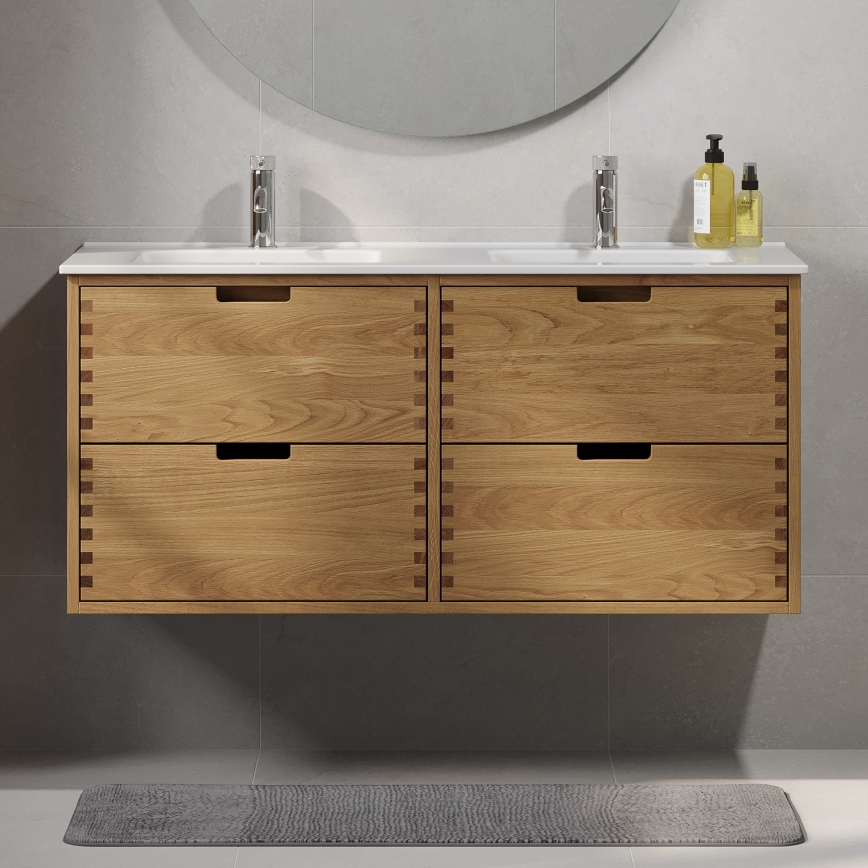 Meuble sous-vasque GRIBSKOV 120 cm beige/chêne