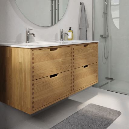 Meuble sous-vasque GRIBSKOV 120 cm beige/chêne