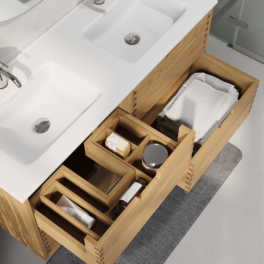 Meuble sous-vasque GRIBSKOV 120 cm beige/chêne