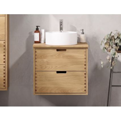 Meuble sous-vasque GRIBSKOV 60 cm beige/chêne
