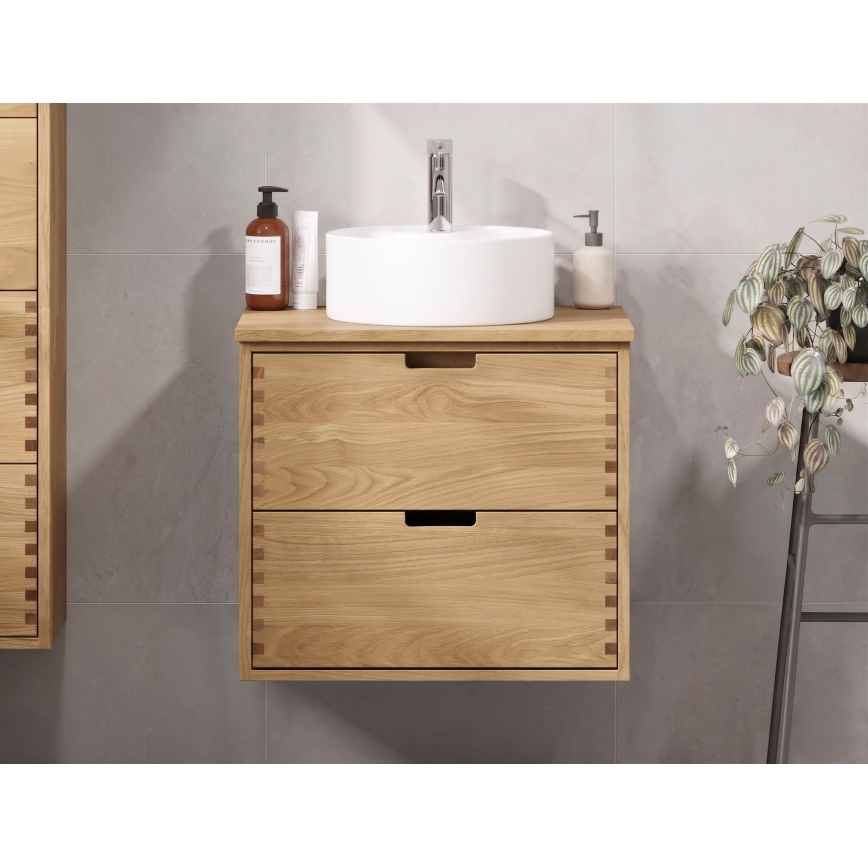 Meuble sous-vasque GRIBSKOV 60 cm beige/chêne