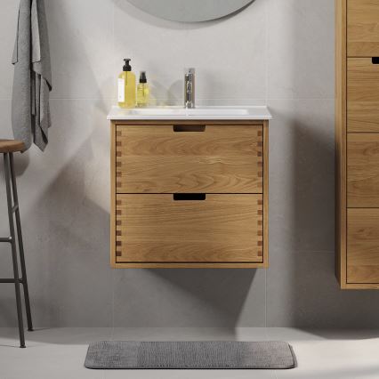 Meuble sous-vasque GRIBSKOV 60 cm beige/chêne