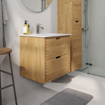 Meuble sous-vasque GRIBSKOV 60 cm beige/chêne