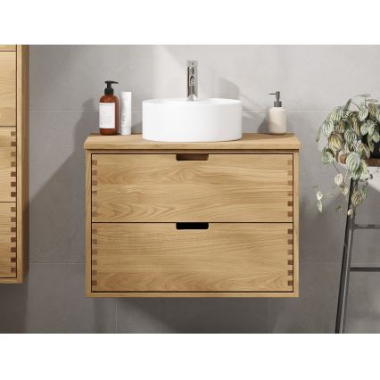 Meuble sous-vasque GRIBSKOV 80 cm beige/chêne