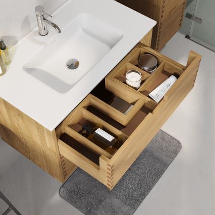 Meuble sous-vasque GRIBSKOV 80 cm beige/chêne