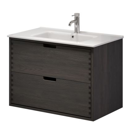 Meuble sous-vasque GRIBSKOV 80 cm, brun/chêne/blanc