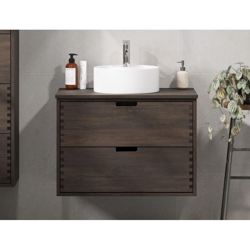 Meuble sous-vasque GRIBSKOV 80 cm marron/chêne