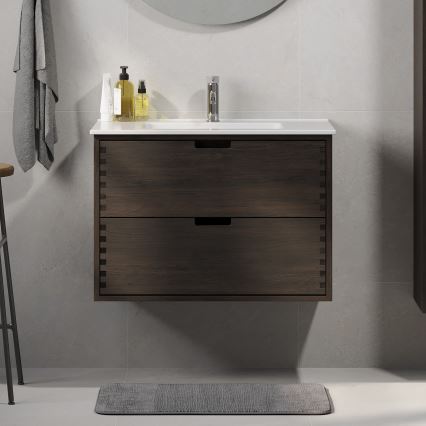 Meuble sous-vasque GRIBSKOV 80 cm marron/chêne