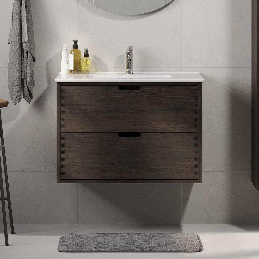 Meuble sous-vasque GRIBSKOV 80 cm marron/chêne