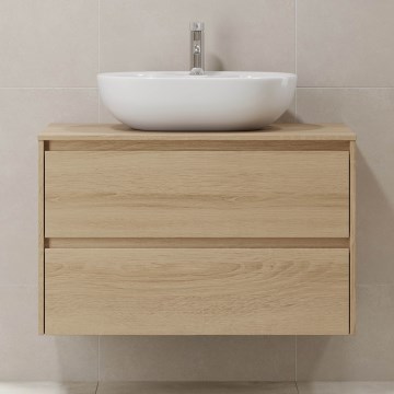 Meuble sous-vasque TRONDHEIM 90 x 57 x 46 cm, chêne