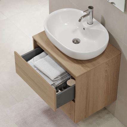 Meuble sous-vasque TRONDHEIM pour lavabo 60 cm, chêne