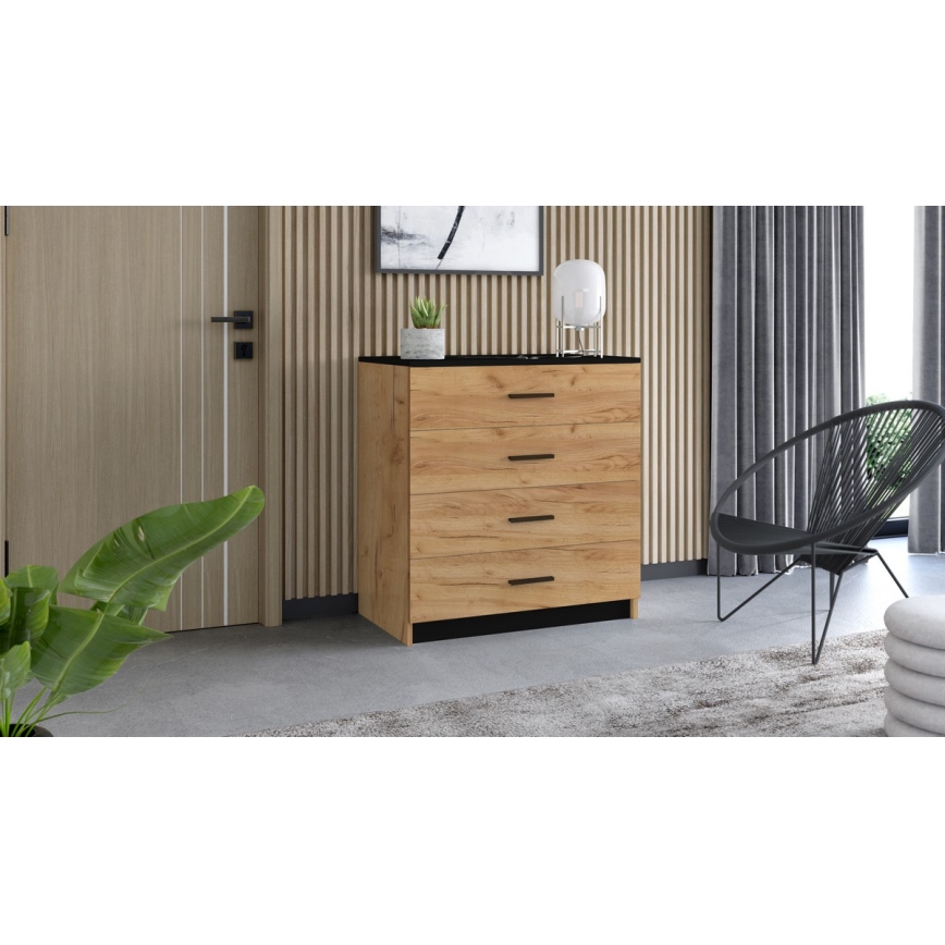 Meuble TIMON chêne craft/noir
